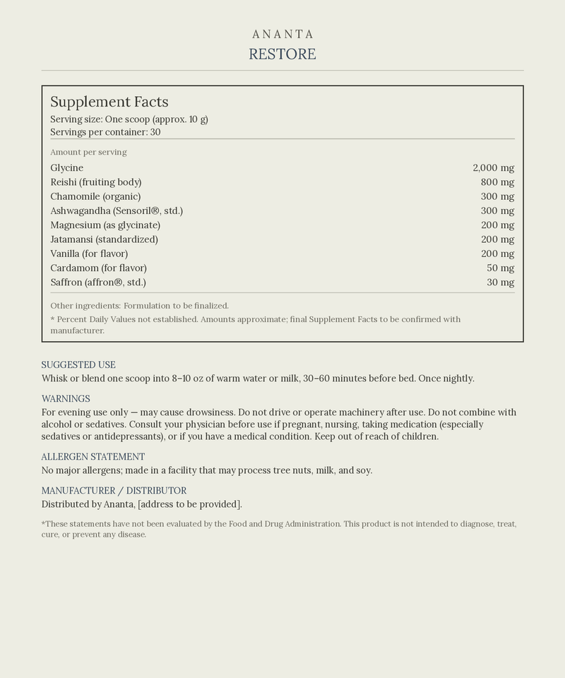Ananta Restore - Rest & Recovery Nighttime Latte